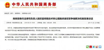 理性看待歐盟訴中國技術轉讓措施WTO案 商務部回應傳遞辯證信號